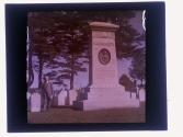 [Charles Zoller next to monument of Barbara Heck]