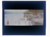 [Children wading in lake]