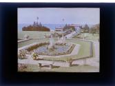 [Park with fountain overlooking water]