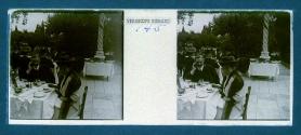 [Unid. woman and man dining at St. George's Hotel patio/cafe]