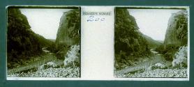 [View of stream and mountains]