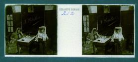 [Two women seated at table]