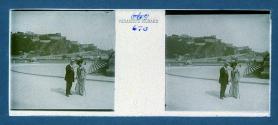 [Woman and man on street]