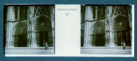 [Woman standing in front of cathedral]