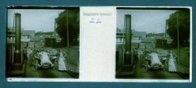 [Woman posing on car on boat]