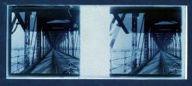 [View of bridge from car]