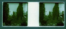 [Hotel (?) architecture and garden]