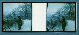 [Woman in park during winter]