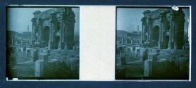 [Ruins - pillars - car near arch]