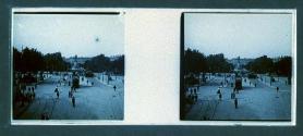 [Street scene with trolley cars]
