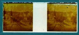 [Double exposure - men in horse and buggy/view of street]