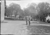 Two young men on lawn