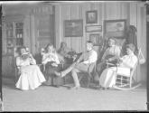 GE and friends in livingroom at Oak Lodge
