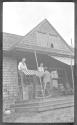 Putting up awnings at Oak Lodge