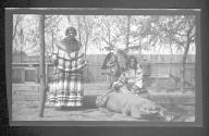 [Indians with large alligator]