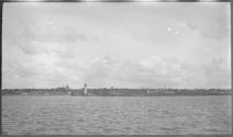 [View of shore from river]
