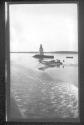 [Navigation light on small island in river]