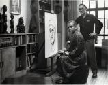 [Rufino Tamayo at easel with drawing of Nick Muray]