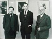 [Man, Robert M. Doty, and Alvin Langdon Coburn at University of Reading exhibition]