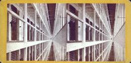 Interior View of the Main Hall of Prison, Eastside, Which is 6 Stories high, and contains 600 cells.