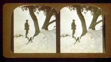 Wally Clendenen on snow-covered path in woods