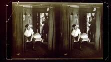[Interior: Wally Clendenen seated on bed, Will Connell standing in door frame]