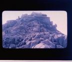 China's Most Sacred Mountain. The obelisk and temple at the summit of Tai Shan 7,400 stone steps above the plains.