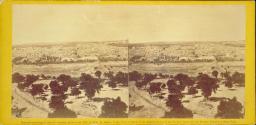 Jerusalem From Mount Olivet. Looking west across the Vally of Jehoshaphat, showing Mount Moriah, Mount Zion, and Mount Calvary.