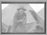 Soldier with baseball and mitt/ 1917
