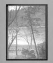 [auto driving near river, railroad track]