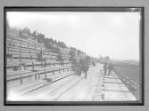[spectators stands at track]