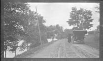 Driver & automobile by side of road, Oak Lodge Trip