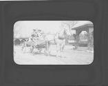 George Eastman and guest in horsedrawn cart, Oak Lodge Trip