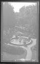 [View of formal garden with fountain]