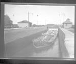 [Boat in canal lock]