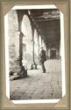 George Eastman in outside corridor, Pacific Coast Trip