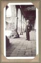 George Eastman in outside corridor, Pacific Coast Trip