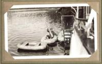 Rafts beside boat, Pacific Coast Trip