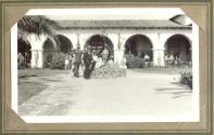Group in courtyard, Pacific Coast Trip