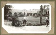 Spanish style building and courtyard garden, Pacific Coast Trip