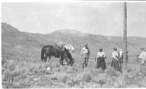 George Eastman and companions with horses, Wyoming Trip