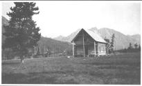View of cabin and mountains, Wyoming Trip