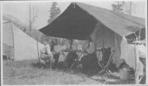 Eastwoods and Josephine Dickman dining under tent, Wyoming Trip