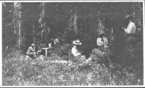 Camping companions at edge of forest, Wyoming Trip