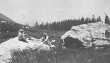 Camping companions on rock, Wyoming Trip