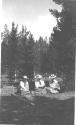 George Eastman sitting beside Josephine Dickman and Eleanor Eastwood, Wyoming Trip