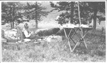 Josephine Dickman at campsite, Wyoming Trip