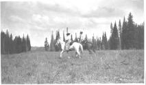 Riders in meadow, Wyoming Trip