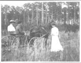 Mary Mulligan beside carriage, Oak Lodge Trip