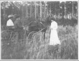 Mary Mulligan beside carriage, Oak Lodge Trip